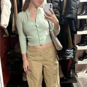 Lord & Taylor Light Green Cashmere Cardigan